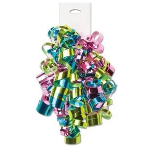 12 Pack Curly Self Adhesive Gift Bows: Metallic Citrus